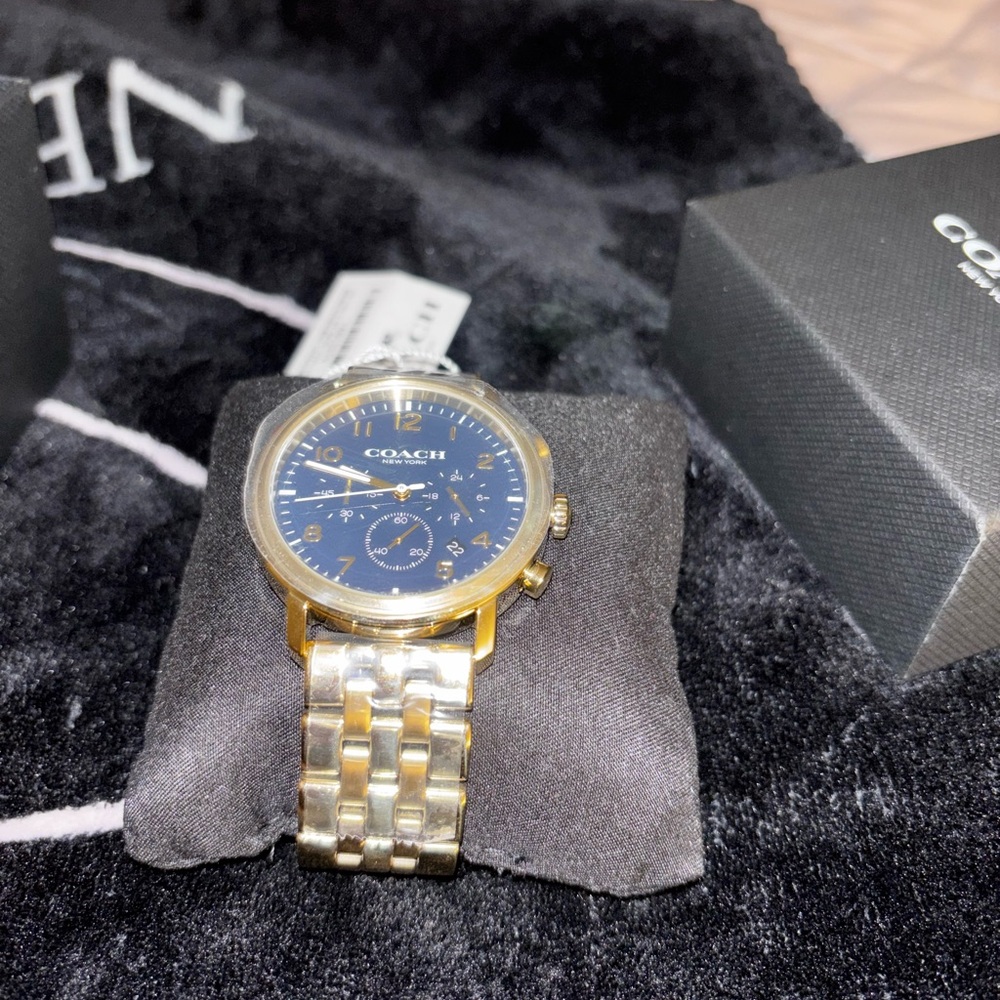 Men’s Coach Harrison Gold Tone 42mm Watch with Blue Dial - Picture 3 of 8
